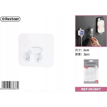 Věšák Háček na zástrčky 6x6 CM Průhledný pro organizaci kabelů