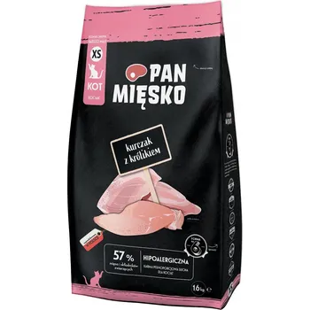 Krmivo pro kočku Pan Mięsko Krmivo suché pro kočky Kuře s králíkem křupavé XS 1,6kg