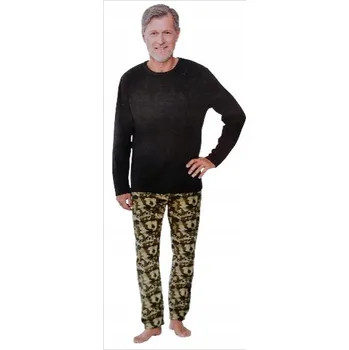 Pánské pyžamo Pánské pyžamo z fleecu CLEVE vel. M teplé zimní maskáčový dvoudílné
