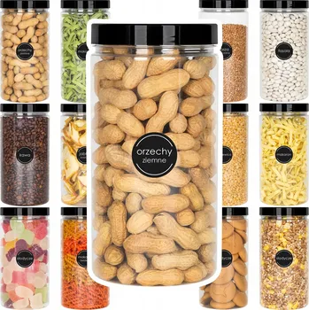 Dóza na potraviny 12x ZAVAŘOVACÍ SKLENICE NÁDOBA NA POTRAVINY PRO SÝPKÉ PRODUKTY 1,5L kamaju + SAMOLEPICÍ ŠTÍTKY