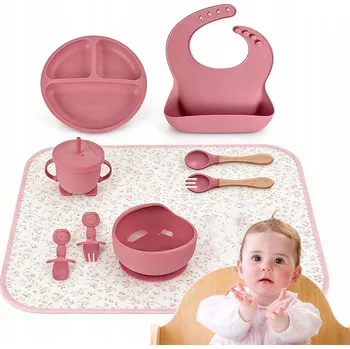 SILIKONOVÉ NÁDOBÍ SADA NÁDOBÍ PRO DĚTI S BRYNDÁKEM PŘÍSAVKA