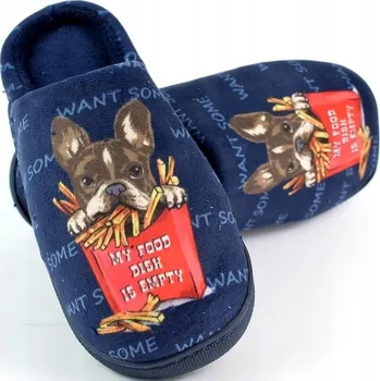 Dámská obuv Vtipné dámské Pantofle Bamboše s buldokem a hranolky, pantofle velikost 38/39