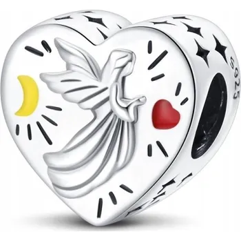 Přívěsek Přívěsek Srdce Anděl strážný Andílek Korálek Stříbro 925