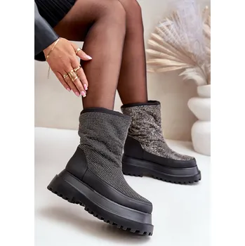 Dámská zimní obuv Ozdobené Sněhule Na Platformě A Plochém Podpatku Avivina Barva: Černá, Velikost: 36