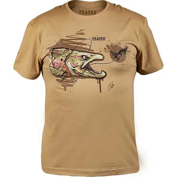 Pánské tričko Tričko Traper T-shirt Art Trout Sand vel. XL