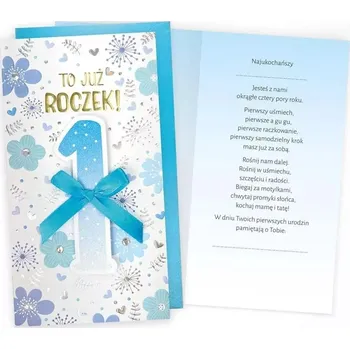 Obraz Přání k narozeninám, 1. narozeninám - modré květiny