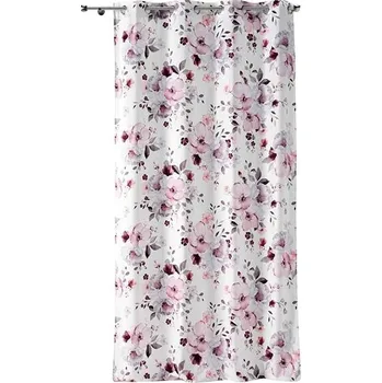 Douceur d'intérieur Závěs s očky, velké květiny, 140 × 240 cm, bílý