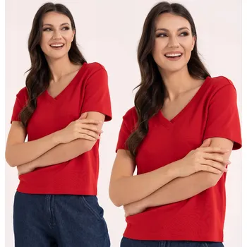 Dámské oblečení MORAJ TRIČKO TRIČKO PRO KAŽDODENNÍ NOŠENÍ VÝSTŘIH V ČERVENÁ XXL