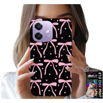 Pouzdro na mobilní telefon POUZDRO PRO OPPO A40 / A40M - ČERNO RŮŽOVÉ STUŽKY A MAŠLIČKY