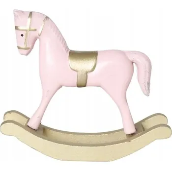 Obraz Houpací koník růžovo-zlatý dekorace malý 13x11 cm
