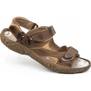 Dámská obuv Sandály nazouváky KOŽENÉ pohodlné hnědé na zapínání na suchý zip 362MA 43