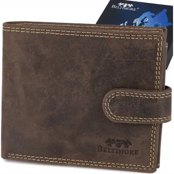 Peněženka Pánská kožená peněženka klasická velká horizontální hnědá nubuk kůže Beltimore