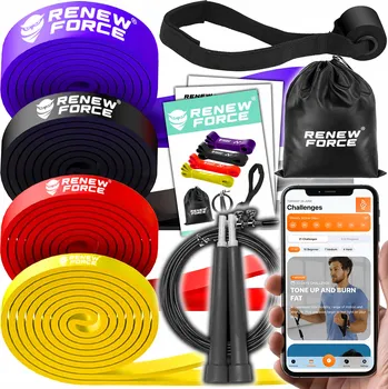 Sada 5 Odporových Gum na Cvičení Fitness + Švihadlo Tréninkové Gumy Silné Pásky