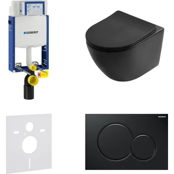 WC sada AKČNÍ SET 5v1 Geberit Kombifix ECO 110.302.00.5 + WC mísa SLOVARM W YJ-2380B, černá