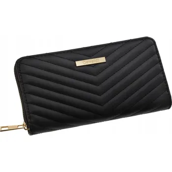 Peněženka Elegantní dámská peněženka velká prošívaná pouzdrová se zipem černá