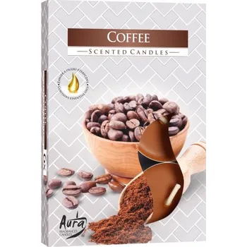 Svíčka Parafínová vonná svíčka Káva Aura 6 ks