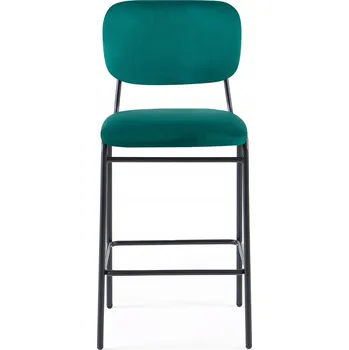 Barová židle Barová židle velurová moderní vysoká nohy ocelové černé zelená