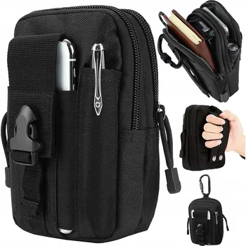 Ledvinka Černá látková ledvinka/pouzdro na opasek dkm, voděodolná, 4 kapsy