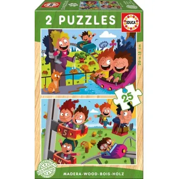 Puzzle Educa Dřevěné Puzzle V zábavním parku 2x25 kusů