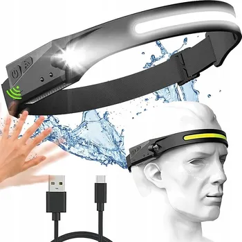 Čelovka ČELOVKA S PÁSKEM 40 x COB LED S ČIDLEM POHYBU IPX4 AKUMULÁTOR USB