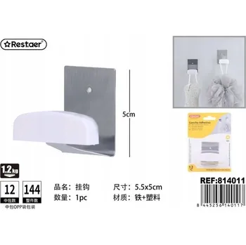 Věšák Kovový háček s bílým plastem 1 kus