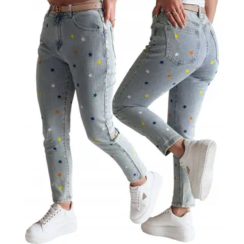 Dámské džíny Dámské džíny slim fit s hvězdami modré UY2452 - L
