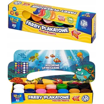 Vodová barva Plakátové barvy 12+2 barvy 20 ml Astra