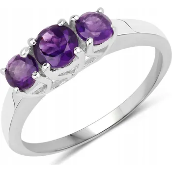 Prsten STŘÍBRNÝ PRSTÝNEK SE 3 PŘÍRODNÍMI AMETYSTY