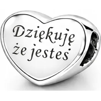 Přívěsek Charms přívěsek srdce stříbrný děkuje za dárek pro milovanou osobu
