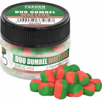 Boilies Duo Dumbels Wafters - 15 g/10x14 mm/Česnek-Šunka