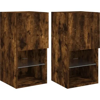 Televizní stolek TV stolek s RGB LED osvětlením, kouřový dub, 30,5x30x60 cm