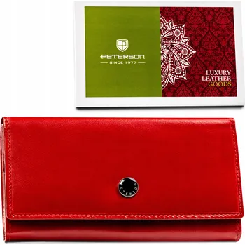 Peněženka Peterson peněženka z pravé kůže červená - dámská