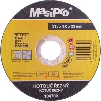Řezný kotouč Kotouč řezný na kov a nerez 115x1x22,2mm MasiPro