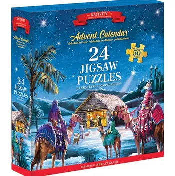 Puzzle Puzzle Eurographics Adventní kalendář s motivem Narození Páně, 24 dílků, 24 puzzle, 50 dílků