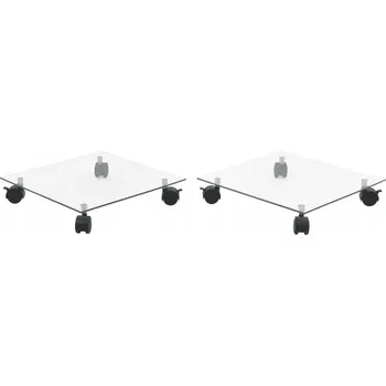 Stojan na květiny Stojany na květiny, na kolečkách, 2 ks, sklo, 35x35 cm, čtverec