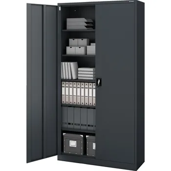 Šatní skříň JAN NOWAK Velká Prostorná Skříň Kovová Kancelářská JAN II H220 Antracitová