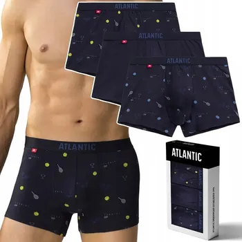 Pánské boxerky BAVLNĚNÉ 3 PÁRY přiléhavé ATLANTIC 3MH-050 - XXL