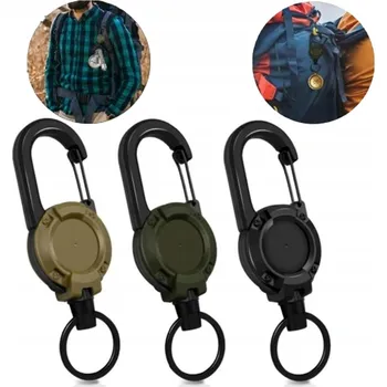 Přívěsek Na Klíče s navíjecím mechanismem 3 ks Badger Outdoor, plastová karabina, vícebarevná
