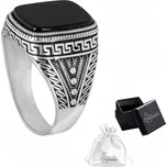 Pánský pečetní prsten Onyx Stříbro Stříbrný oxidovaný Prsten Dárek | vel. 25