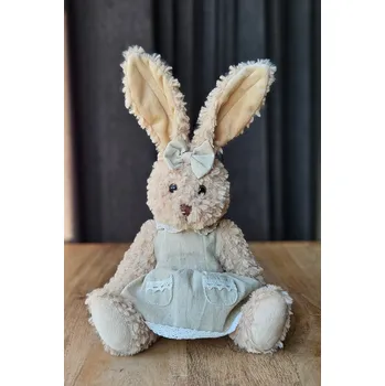 plyšák Plyšový zajíc v béžových šatičkách