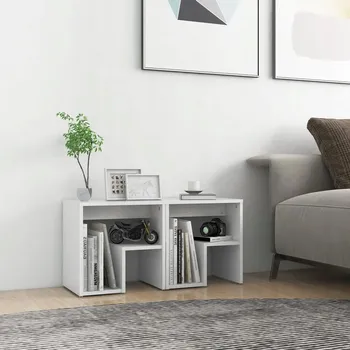 Noční stolek Noční stolky, 2 ks, bílé, 40 x 30 x 40 cm, dřevotříska