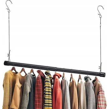 Věšák Věšák na oblečení nastavitelný teleskopický držák 38-63 cm černý matný