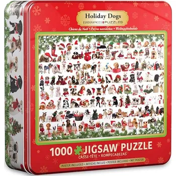 Dětské zboží Eurographics Puzzle v plechové krabičce Vánoční psi 1000 dílků