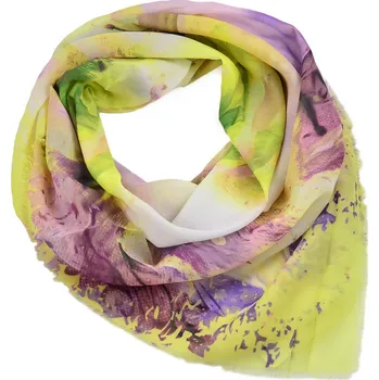 Šátek Velký šátek - žluto-fialový s potiskem