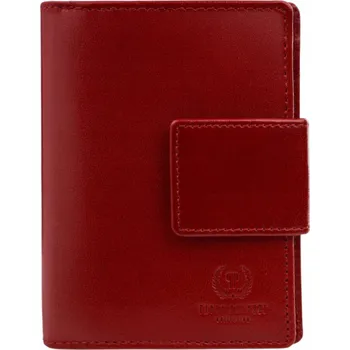 Peněženka Dámská kožená peněženka červená elegantní střední s RFID Paolo Peruzzi