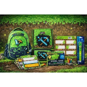 Školní batoh ZVÝHODNĚNÁ ŠKOLNÍ SADA 11KS S BATOHEM PIXEL MINES