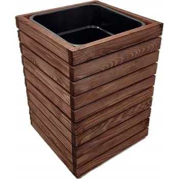Květináč DŘEVĚNÝ KVĚTINÁČ KVĚTINÁČ NA TERASU S VLOŽKOU 18L - 48x35x35cm