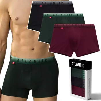 Pánské boxerky BAVLNĚNÉ 3 PÁRY přiléhavé ATLANTIC 3MH-052 - M