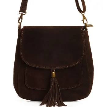 Solome kabelka přes rameno přírodní semišová kůže hnědá