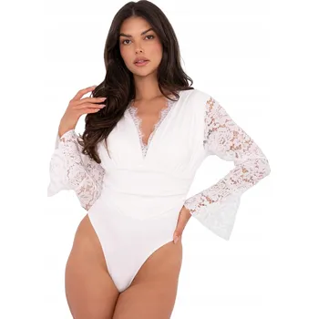 Body Dámské elegantní body s dlouhým krajkovým rukávem